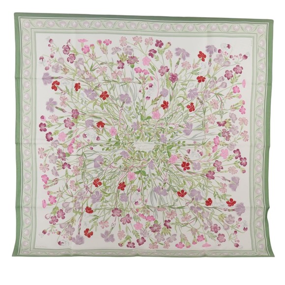 Hermès Carré 90 Green Silk scarf - Picture 1 of 10